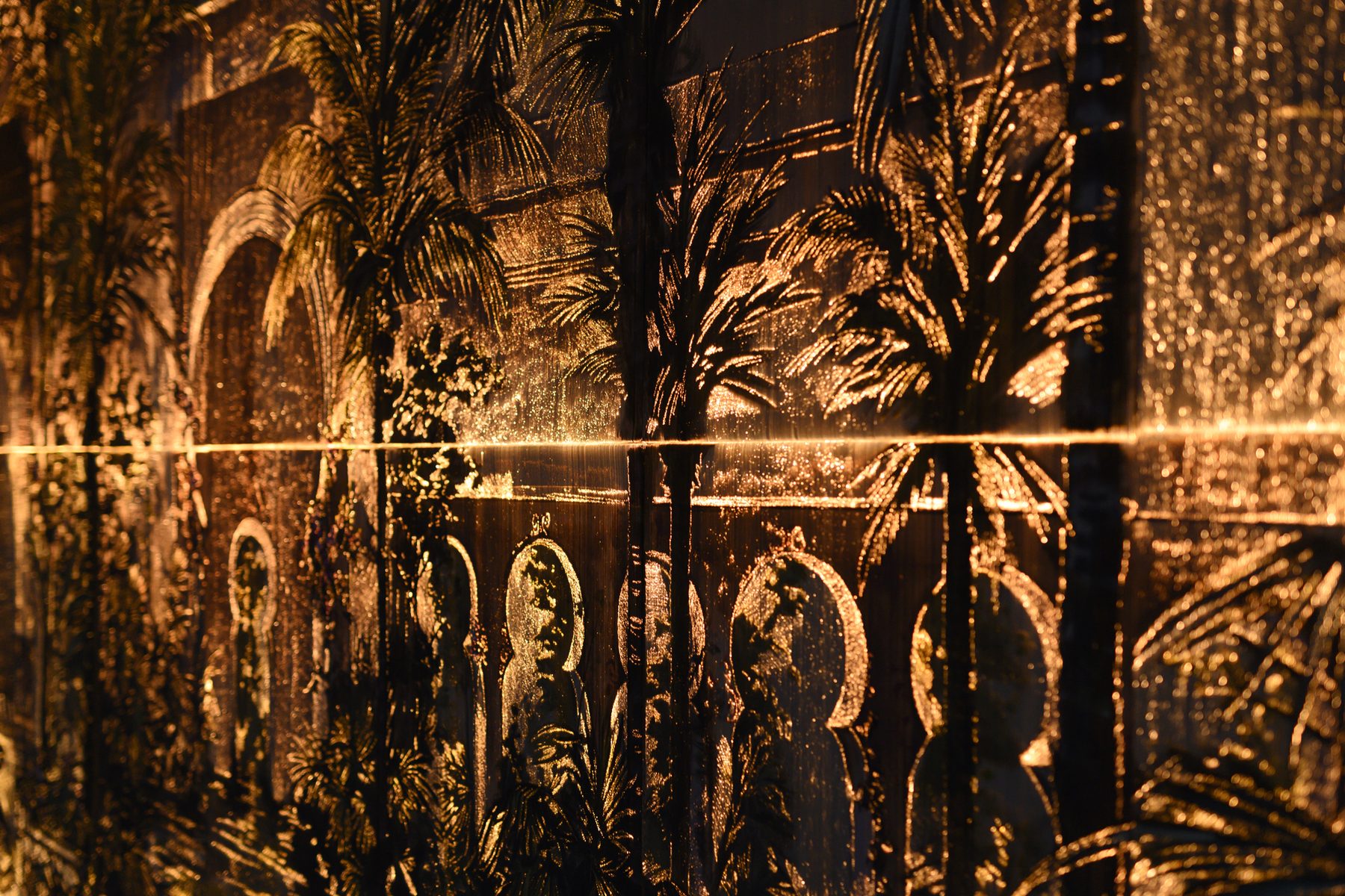 Garden of Light panel detail, gold fiber-optic foliage